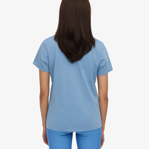 Camiseta de manga corta azul claro para mujer, cuello redondo, corte regular, top informal para primavera y verano - Product Image 2