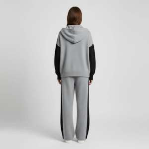 Sudadera con capucha y cremallera de fabricante personalizado, pantalones de chándal de algodón 100% acampanados, trajes con bordado 3D, chándal de mujer con capucha - Product Image 5