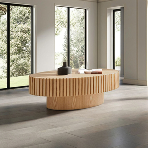 Modern Handcrafted Wooden Oval Coffee <b>Table</b> with Sturdy Pedestal for Living Room Villa Furniture - Product Image 2