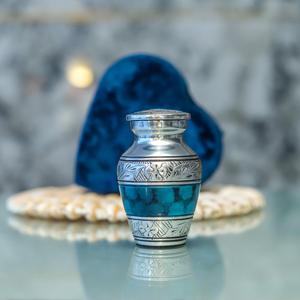 Personalized Pet Cremation Urn <b>Hand</b> Engraved <b>Mini</b> Memorial Urn Velvet Case Beautiful Peaceful Dark Blue <b>Hand</b> Engraved - Product Image 5