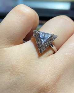 High Quality 1CT Triangle Cut Moissanite <b>Dome</b> Shapes <b>Ring</b> Original 925 Silver Fine Jewelry Fashionable For Party Charms - Product Image 2