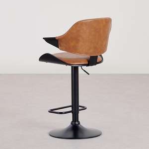 Viva Brown PU <b>Leather</b> Adjustable Bar Chair Modern Contemporary Design Counter Height <b>Stool</b> with Cushioned Seat Metal Frame - Product Image 4