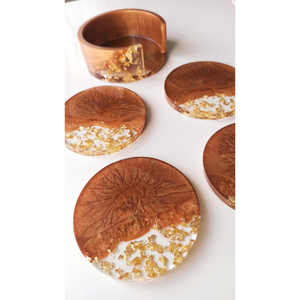 Posavasos de Resina Epoxi con Diseño Único Indio, Madera de Alta Calidad, Patrón Simple, Ecológico, Hecho a Mano, Tema de Amor para Acción de Gracias - Product Image 2