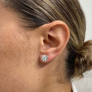 Classic Round Brilliant Cut Lab Grown Diamond <b>Stud</b> <b>Earrings</b> IGI Certified 4ct 4 Prong 10K 14K 18K Yellow Gold Women <b>Fine</b> Ear Stu - Product Image 3
