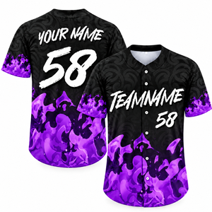 Maillot de baseball personnalisé en polyester 100% sublimé, manches courtes, imprimé avec le nom/numéro de l'équipe, uniformes d'équipe pour hommes entièrement boutonnés - Product Image 5