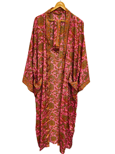 Robe en soie longue jusqu'aux chevilles, robe multicolores, robe de nuit, robe indienne vintage en soie recyclée, kimono en sari - Product Image 4