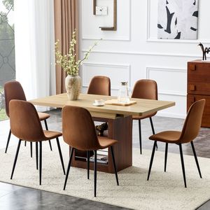 Set da Pranzo Moderno di Lusso 6 Pezzi con Tavolo Allungabile 59-71 Pollici e Sedie in Tessuto Tecnologico, Scalabile e Leggero - Product Image 2