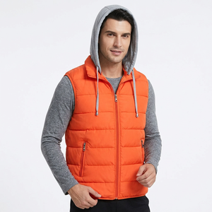 Gilet matelassé orange pour homme, col montant, fermeture éclair, rembourrage en duvet, coupe-vent, vêtement d'extérieur d'hiver, personnalisable, haute qualité, Bangladesh - Product Image 5