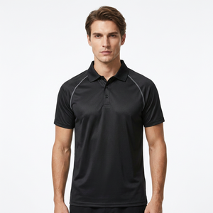 Polo à manches courtes pour homme, noir, tricoté, séchage rapide, couleur unie, style décontracté, coupe classique - Product Image 4