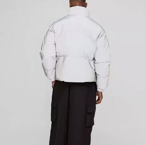 Shiny 650-<b>Fill</b> Cotton Canvas Bomber <b>Jacket</b> with Front Logo for Winter <b>Men</b> - Product Image 6