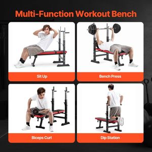 Banco de Pesas Ajustable de 400 lb para Entrenamiento de Fuerza en Casa, Banco de Ejercicios para Todo el Cuerpo y Soportes - Product Image 6