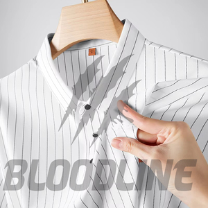 Camisa de manga corta para hombre Bloodline, con logo frontal, corte regular formal, 100% algodón, tejido transpirable, 220g, detección de aguja - Product Image 5