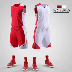 Ensemble de maillot de basket-ball sublimé pour adulte, taille plus, manches courtes, imprimé, respirant, séchage rapide, 100% polyester, personnalisé - Product Image 2