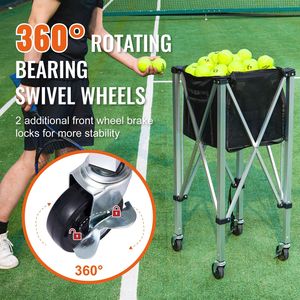 Carrello Portapalle da Tennis Pieghevole in Lega di Alluminio Leggero, Capacità 180 Palline, con Ruote Rimovibili, Attrezzatura da Campo - Product Image 2