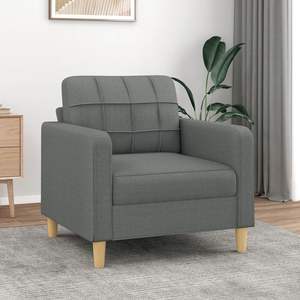 Fauteuil simple en mousse gris foncé avec structure en métal et textilène pour salon - Product Image 1