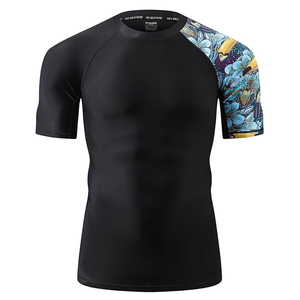 Wholesale Men Rash Guard <b>Compression</b> T <b>Shirt</b> Short Sleeve Swim <b>Shirt</b> UV Protection OEM Supplier - Product Image 1
