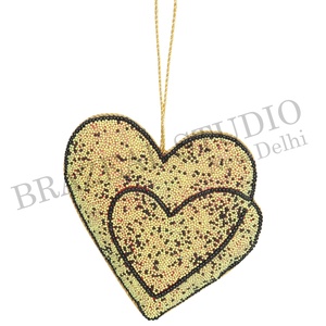 Adornos Navideños de Terciopelo y Satén Hechos a Mano por Brazeal Studio, Ecológicos, con Cuentas Bordadas, Personalizados, de 4 Pulgadas (10 cm), Color Dorado de Fábrica - Product Image 4