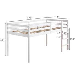 Letto a castello in legno di pino con traliccio e scaletta dritta, bianco - Letto per bambini - Product Image 3