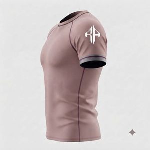 Camiseta de Compresión (Rash Guard) de Alta Calidad para Hombre, para MMA, con Logotipo Blanco, Manga Corta, Impresión por Sublimación, Secado Rápido, Spandex/Poliéster, Cuello Redondo - Product Image 4
