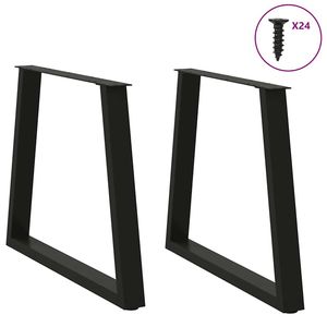 2 pezzi 27.6 nero del tavolo da pranzo a forma di V \ "x(28.3 \"-28.9 \ "); Gambe del mobile in acciaio - Product Image 3