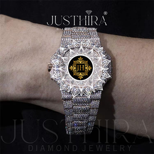 Reloj de Lujo JH con Diamantes, Caja Redonda de 42 mm, Cristal de Zafiro, Cuarzo Analógico, Reloj para Hombre, Correa de Acero Inoxidable, Cierre Desplegable - Product Image 4