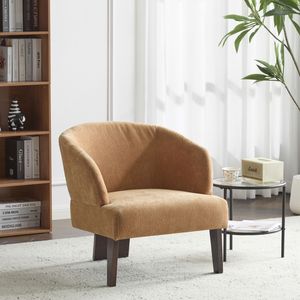 Sillón Moderno de Estilo Mid-Century para Sala de Estar, Dormitorio y Oficina, Respaldo Redondo, Patas de Madera, Sillón Suave - Product Image 1