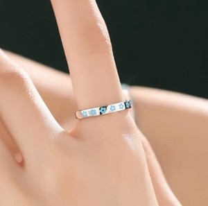 Anillo de Plata de Ley con Motivo de Flor de No Te Olvides, Talla Ajustable, Anillo de Flor Esmaltada Delicado y Fino - Product Image 5