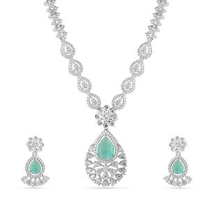 Parure de bijoux romantique en alliage de zinc plaqué or rose avec strass en cristal, motif floral, pour mariage (collier, boucles d'oreilles, coiffe) - Product Image 4