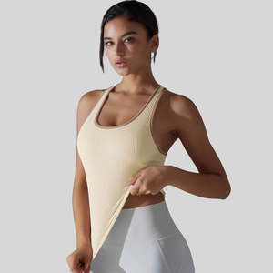 Women's Black Ribbed Short Tank <b>Top</b> Scoop Neck Knitted Breathable Minimalist Hip Hop Style for Gym Yoga Fitness - Product Image 2
