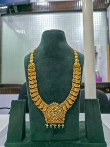 Parure de mariée en or massif 22 carats, style antique, avec long collier Rani Haar et pendentif Lakshmi, pour mariage indien - Product Image 3