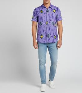 Chemise formelle pour homme à rayures imprimées à la main traditionnelles, 100% coton |   Chemise à manches courtes respirante, écologique, de haute qualité, à col rabattu - Product Image 6