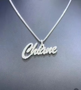 Moissanite <b>Custom</b> <b>Name</b> Letter Pendant <b>Necklace</b> For Women Script Letter Hip Hop Jewelry 925 Silver Rapper Bling Iced Out Pendant - Product Image 2