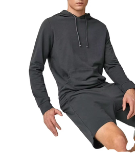 <b>Men</b>' Hooded Sweatshirt With Shorts Set Breathable Casual Wear Solid Color Full Sleeve Drawstring Closure Regular Fit Spring - Product Image 4