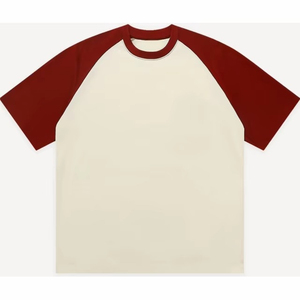เสื้อยืดแขนราแกลนทรงสลิมฟิตสำหรับผู้ชาย คอโอ คอตตอนเจอร์ซีย์ 100% ดีไซน์เรียบง่าย สีตัดกัน - Product Image 1