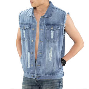 Chaquetas de Mezclilla sin Mangas con Logotipo Personalizado OEM, Chaquetas de Mezclilla de Alta Calidad para Hombre - Product Image 1