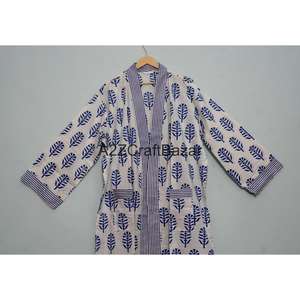 ผู้ผลิตเสื้อคลุมกิโมโนผ้าฝ้ายอินเดียแท้ 100% แบบแฮนด์บล็อก สำหรับผู้หญิง ออกแบบโดยดีไซเนอร์ เสื้อคลุมกิโมโนยาว - Product Image 2