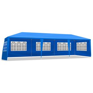 Gazebo per Matrimoni da Esterno in Lega di Titanio 3x9 Metri Impermeabile con 8 Pareti Laterali Rimovibili Blu - Product Image 4