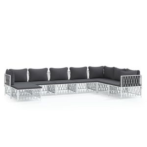 Ensemble de salon de jardin en aluminium blanc 6 places, mobilier d'extérieur au design contemporain - Product Image 2