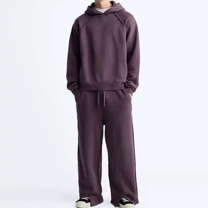 Ensemble de survêtement hiver 100 % coton à capuche, coupe ample et oversize, avec logo personnalisé, séchage rapide, bonne qualité, style hip-hop - Product Image 1
