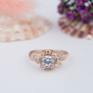 Original Moissanite Diamond Engagement <b>Ring</b> 925 <b>Silver</b> Wedding Promise Rose Gold Plated <b>Solitaire</b> Flower <b>Ring</b> Freshwater Pearl - Product Image 1