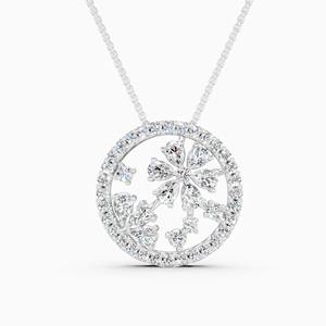 Collier pendentif floral en diamant cultivé en laboratoire de 1,07 ct en or jaune, blanc et rose 9 carats - Product Image 2