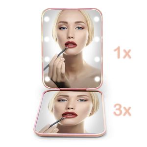 Miroir de maquillage compact de voyage à LED avec grossissement 1X/3X, miroir de poche à double face, pliable, portable, avec lumière intégrée, pour sac à main - Product Image 4