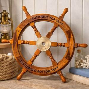 Porte-bougie en forme de roue de bateau en bois, artisanal, écologique, moderne et nautique |   Support mural |   Artisanat en bois naturel |   Bougie parfumée décorative - Product Image 1