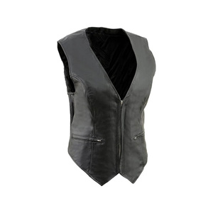 Chaleco Negro de Poliéster con Cuello en V y Cierre de Botones para Mujer, Prenda Exterior Casual sin Mangas, Chaleco de Cuero Profesional para Mujer al por Mayor - Product Image 4