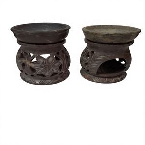 Laxmans Indian Hand Crafted Soapstone Floral Design Carved Aroma <b>Oil</b> <b>Diffuser</b> Perfume Burner For Aromatherapy Wholesale - Product Image 1