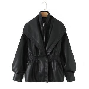 Chaqueta de Cuero PU para Mujer, Casual, Elegante, de Manga Larga, Transpirable, Ligera, Prenda Exterior de Moda, Personalizada - Product Image 3