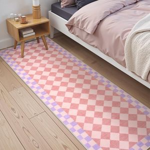 Non-Slip 2x7 Black Trellis Low Pile Indoor <b>Carpet</b> <b>Runner</b> Checkered Washable Rug for Hallways and Kitchen/Bathroom Use - Product Image 6