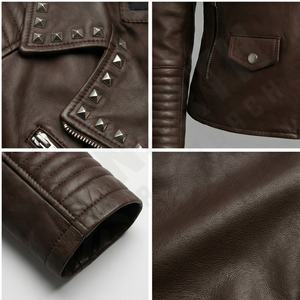 Chaqueta de piel de oveja de cuero auténtico para mujer, chaqueta negra para exteriores para mujer con forro de viscosa acolchado e interior para mujer - Product Image 4