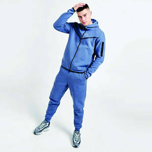 Conjuntos de dos piezas para otoño e invierno, conjunto de sudadera con capucha para hombre, conjunto informal de joggers apilados, trajes deportivos unisex de manga larga personalizados - Product Image 1