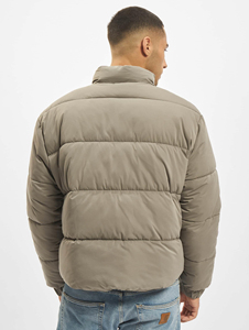 Veste matelassée gris clair pour homme, col montant, coupe-vent, manteau d'hiver, rembourrage épais en polyester, coupe régulière, fermeture éclair, décontractée - Product Image 2